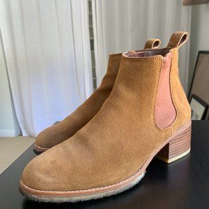 Clarks Brown Suede Heeled Chelsea Boots (Size 8.5)